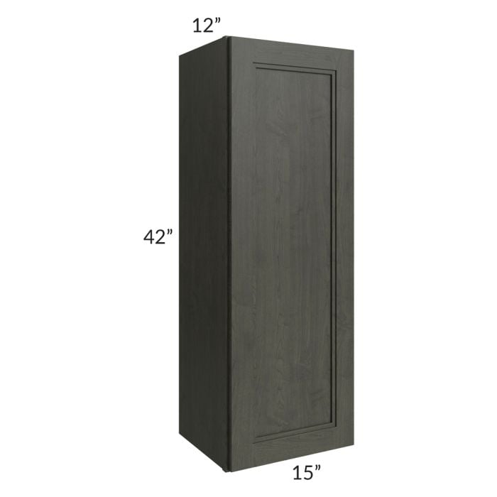 RTA Charlotte Dark Grey 15" x 42" Wall Cabinet with Glass Door