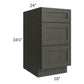 RTA Charlotte Dark Grey 18" 3-Drawer Base Cabinet with 1 Decorative End Panel