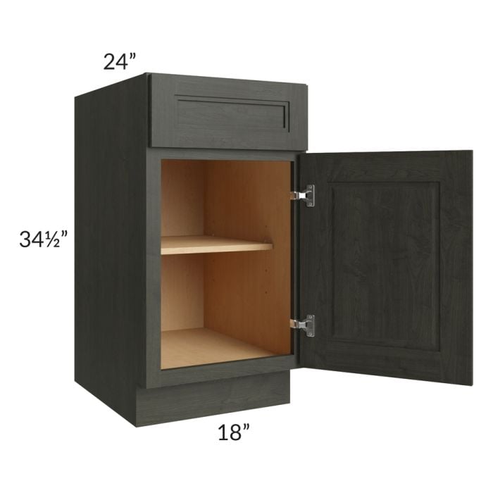 RTA Charlotte Dark Grey 18" Base Cabinet with 2 Decorative End Panels