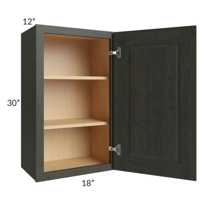 RTA Charlotte Dark Grey 18" x 30" Wall Cabinet with 1 Decorative End Panel