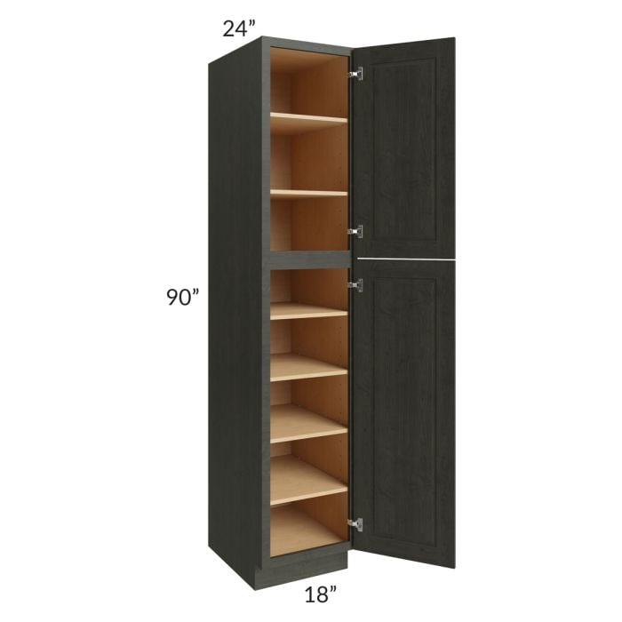 RTA Charlotte Dark Grey 18" x 90" Wall Pantry with 2 Roll Out Trays