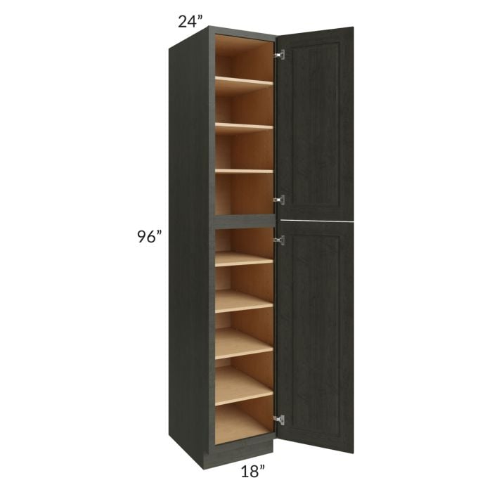 RTA Charlotte Dark Grey 18" x 96" Wall Pantry with 2 Sides Decorative End Panels