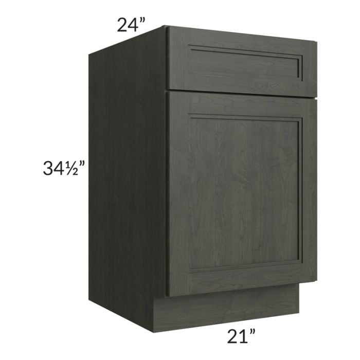 RTA Charlotte Dark Grey 21" Base Cabinet with 1 Decorative End Panel and 2 Roll Out Trays