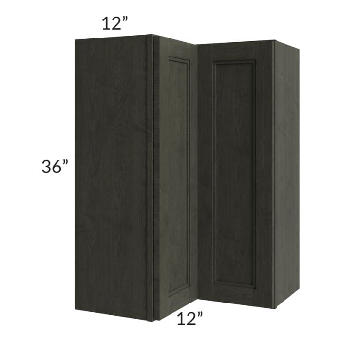 RTA Charlotte Dark Grey 24" x 36" Easy Reach Corner Wall Cabinet with 2 Decorative End Panels
