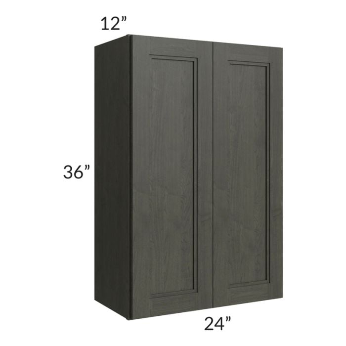RTA Charlotte Dark Grey 24" x 36" Wall Cabinet with 1 Decorative End Panel