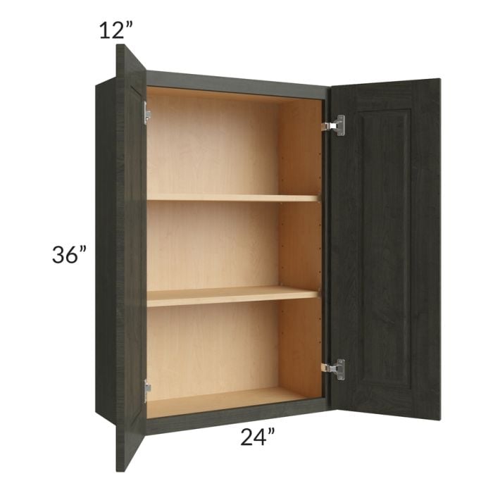 RTA Charlotte Dark Grey 24" x 36" Wall Cabinet with 1 Decorative End Panel