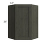 RTA Charlotte Dark Grey 24" x 36" Wall Diagonal Corner Cabinet with 1 Decorative End Panel
