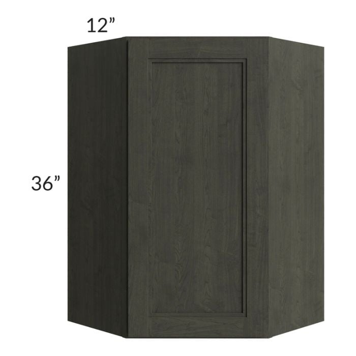 RTA Charlotte Dark Grey 24" x 36" Wall Diagonal Corner Cabinet with 1 Decorative End Panel