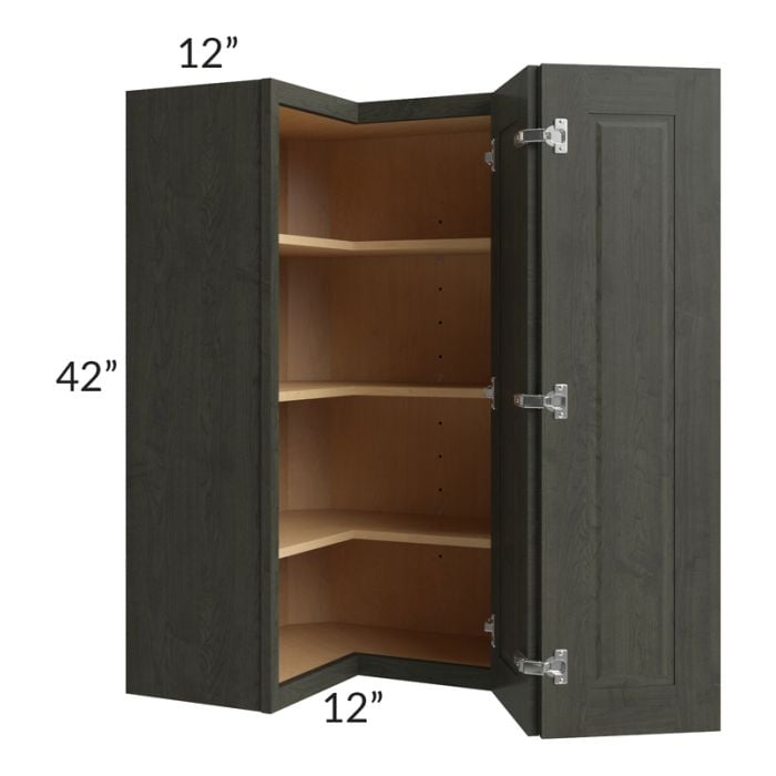 RTA Charlotte Dark Grey 24" x 42" Easy Reach Corner Wall Cabinet with 1 Decorative End Panel