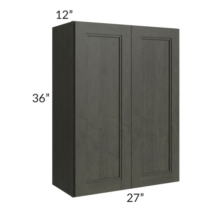 RTA Charlotte Dark Grey 27" x 36" Wall Cabinet with 2 Decorative End Panels