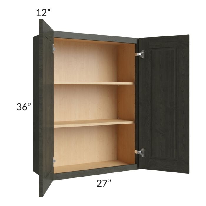 RTA Charlotte Dark Grey 27" x 36" Wall Cabinet with 2 Decorative End Panels