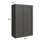 RTA Charlotte Dark Grey 27" x 42" Wall Cabinet with Glass Door