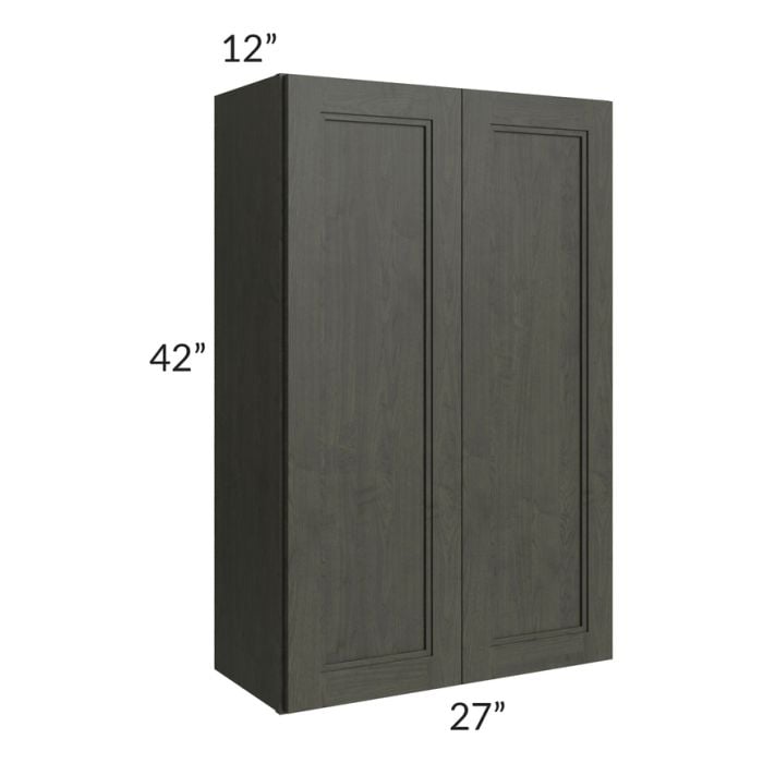 RTA Charlotte Dark Grey 27" x 42" Wall Cabinet with Glass Door