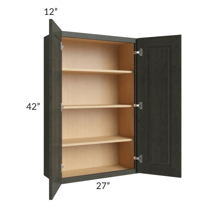 RTA Charlotte Dark Grey 27" x 42" Wall Cabinet with Glass Door