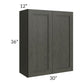 RTA Charlotte Dark Grey 30" x 36"Wall Cabinet with Glass Door