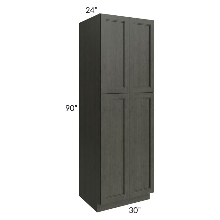 RTA Charlotte Dark Grey 30" x 90" Wall Pantry with 1 Side Decorative End Panel and 1 Roll Out Tray