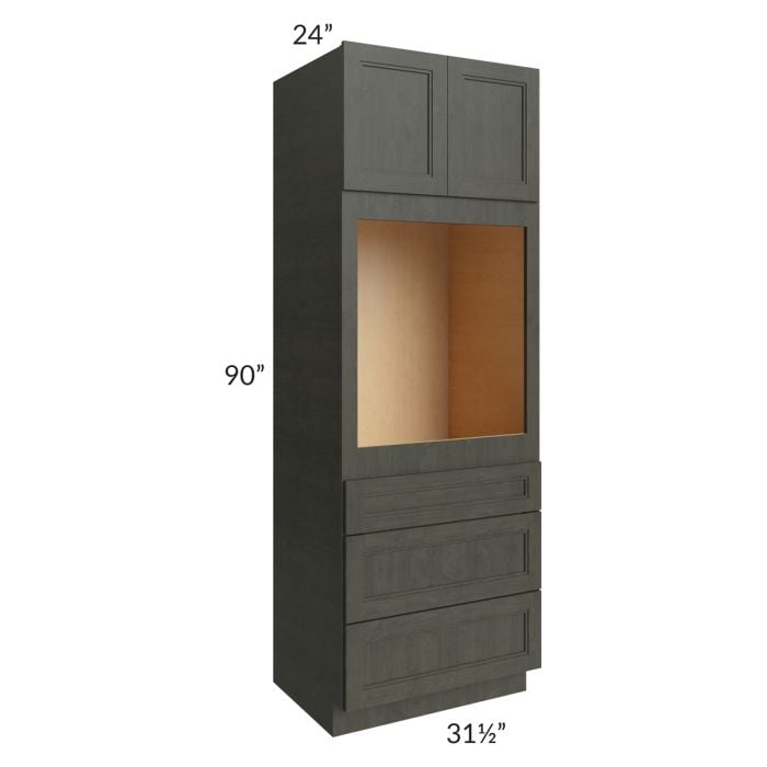 RTA Charlotte Dark Grey 31.5" x 90" Oven Cabinet with 2 Sides Decorative End Panels