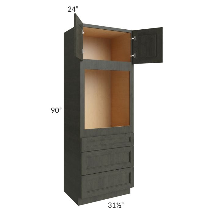 RTA Charlotte Dark Grey 31.5" x 90" Oven Cabinet with 2 Sides Decorative End Panels