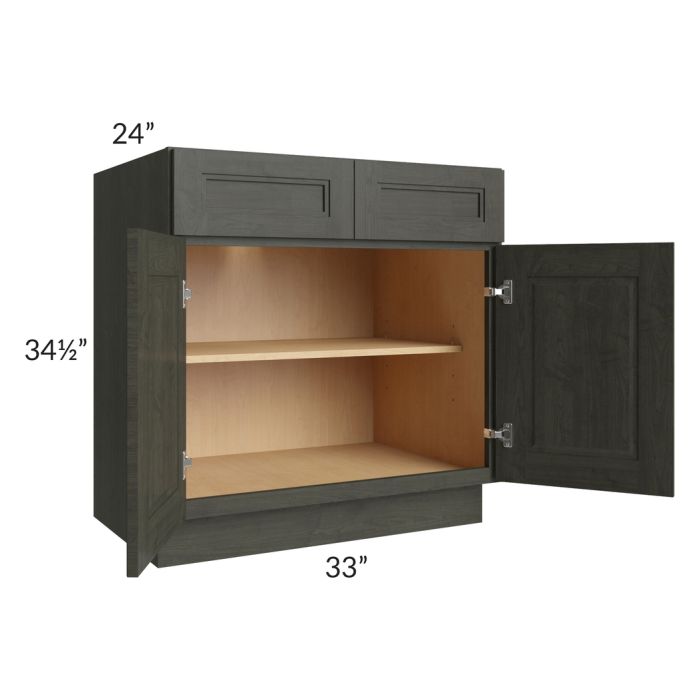 RTA Charlotte Dark Grey 33" Base Cabinet with 2 Decorative End Panels