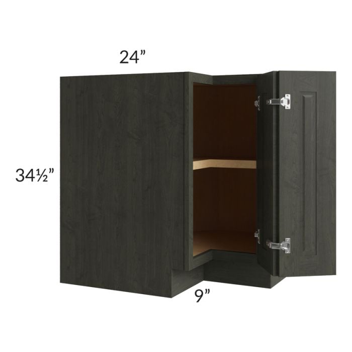 RTA Charlotte Dark Grey 33" Corner Base Cabinet (Trays sold separately for a Lazy Susan application) with 2 Decorative End Panels and Lazy Susan Tray