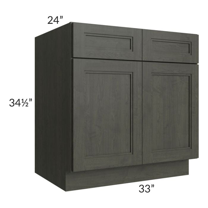 RTA Charlotte Dark Grey 33" Sink Base Cabinet with 1 Decorative End Panel