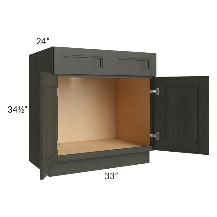 RTA Charlotte Dark Grey 33" Sink Base Cabinet with 1 Decorative End Panel