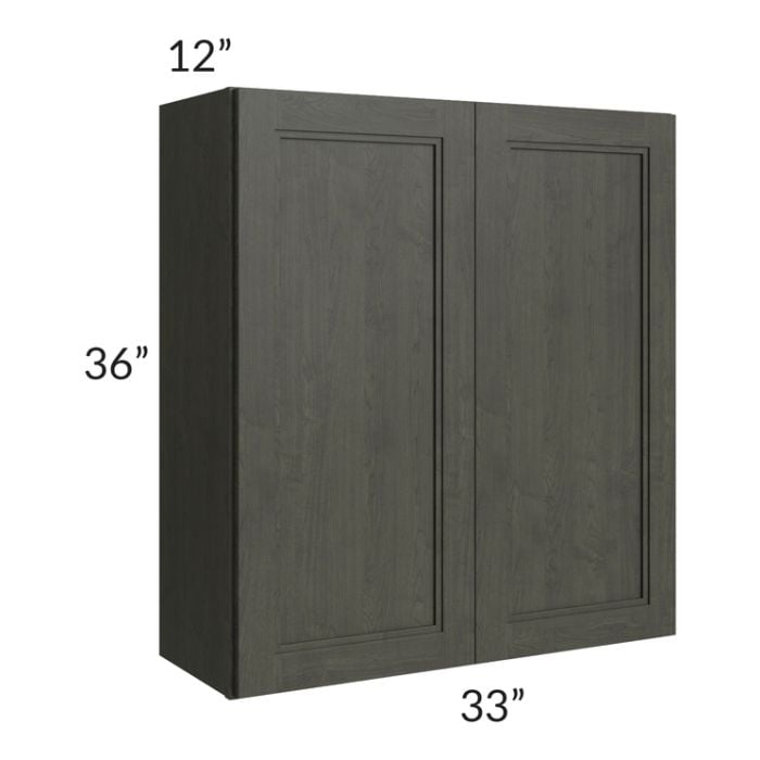 RTA Charlotte Dark Grey 33" x 36" Wall Cabinet with 2 Decorative End Panels