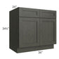 RTA Charlotte Dark Grey 36" Base Cabinet with 1 Roll Out Tray