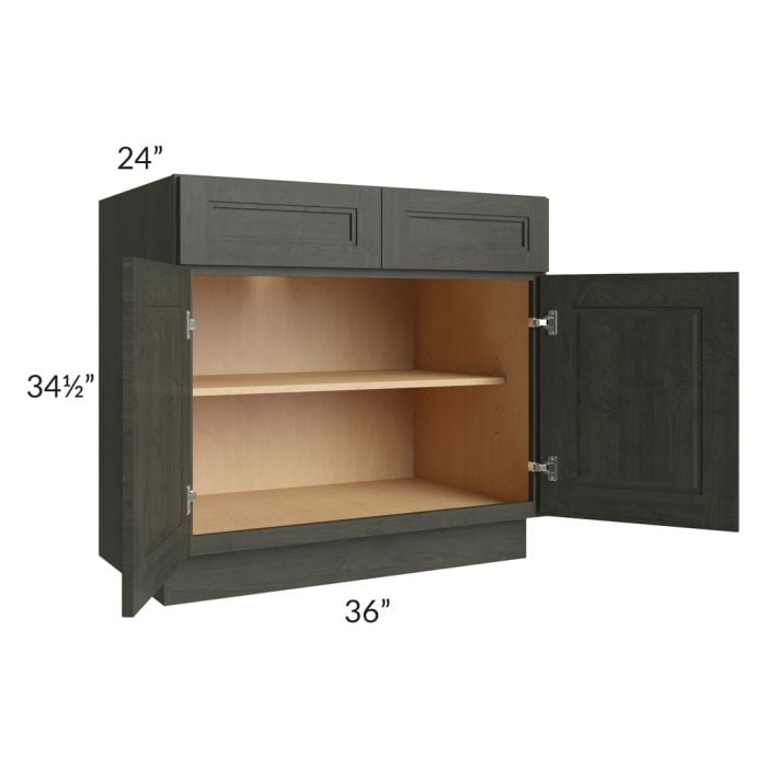 RTA Charlotte Dark Grey 36" Base Cabinet with 1 Roll Out Tray