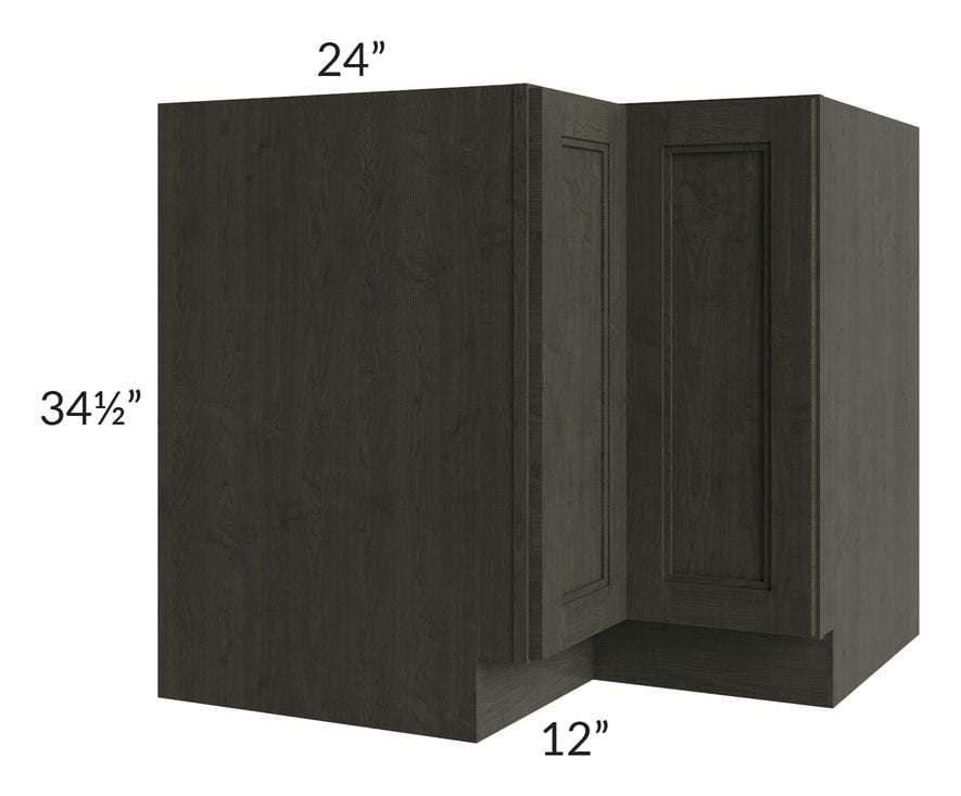 RTA Charlotte Dark Grey 36" Corner Base Cabinet (Trays sold separately for a Lazy Susan application) with 2 Decorative End Panels