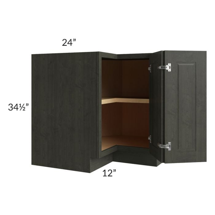 RTA Charlotte Dark Grey 36" Corner Base Cabinet (Trays sold separately for a Lazy Susan application) with 2 Decorative End Panels and Lazy Susan Tray