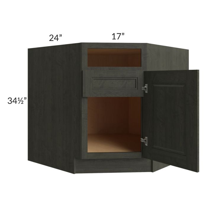 RTA Charlotte Dark Grey 36" Diagonal Corner Sink Base Cabinet with 2 Decorative End Panels