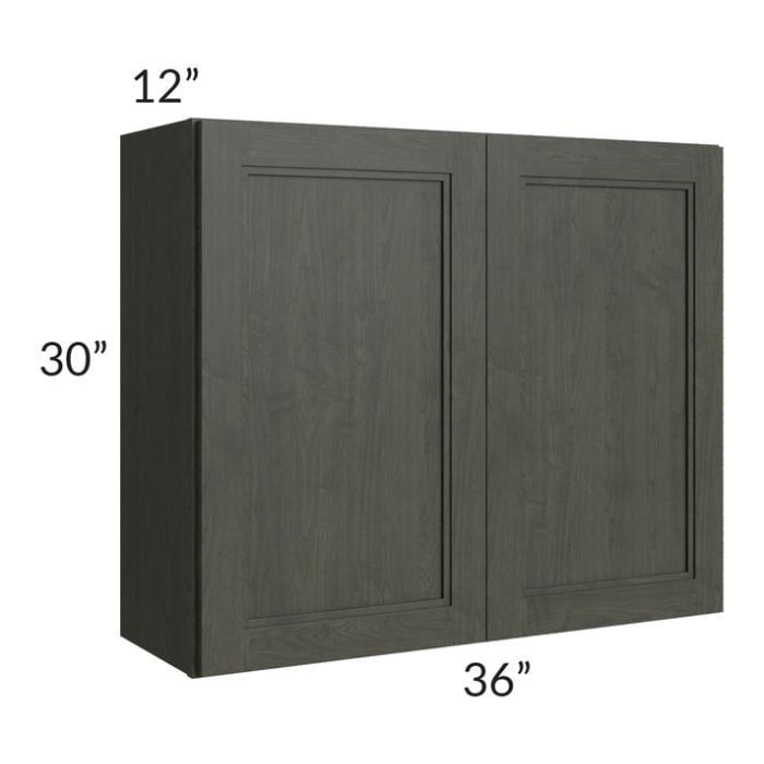 RTA Charlotte Dark Grey 36" x 30" Wall Cabinet with 2 Decorative End Panels