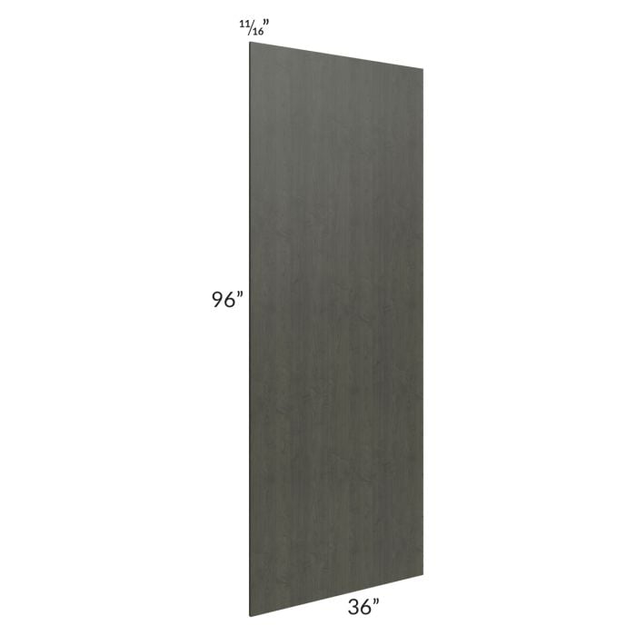 RTA Charlotte Dark Grey 36" x 96" x 3/4" Finished Panel with Scribe Molding for Edge Banding Match