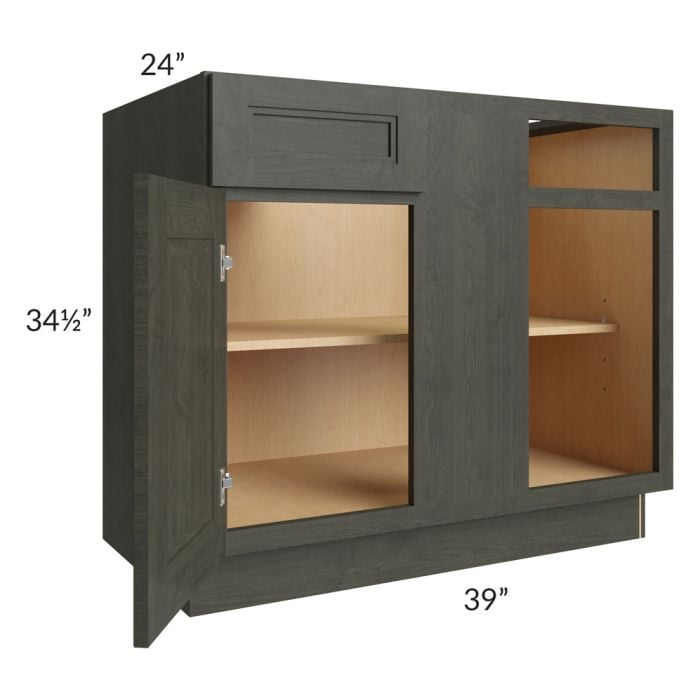 RTA Charlotte Dark Grey 42" Blind Base Cabinet with 1 Decorative End Panel
