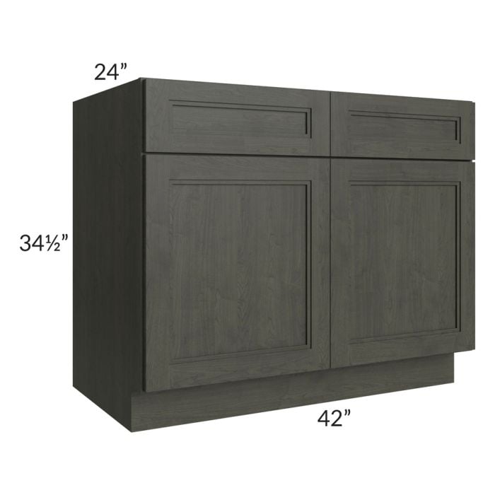 RTA Charlotte Dark Grey 42" Sink Base Cabinet with 1 Decorative End Panel