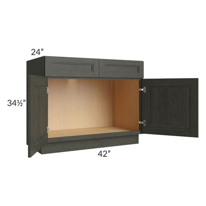RTA Charlotte Dark Grey 42" Sink Base Cabinet with 1 Decorative End Panel
