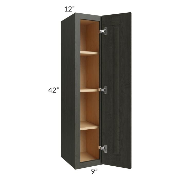 RTA Charlotte Dark Grey 9" x 42" Wall Cabinet with 2 Decorative End Panels