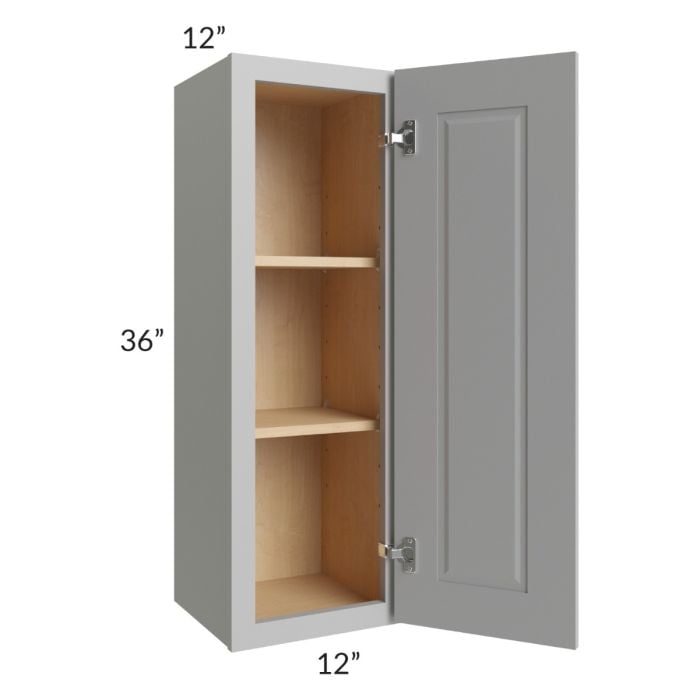 RTA Charlotte Grey 12" x 36" Wall Cabinet with 1 Decorative End Panel and Glass Door