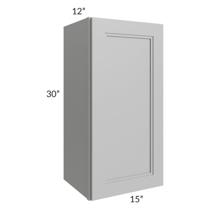 RTA Charlotte Grey 15" x 30" Wall Cabinet with 1 Decorative End Panel and Glass Door