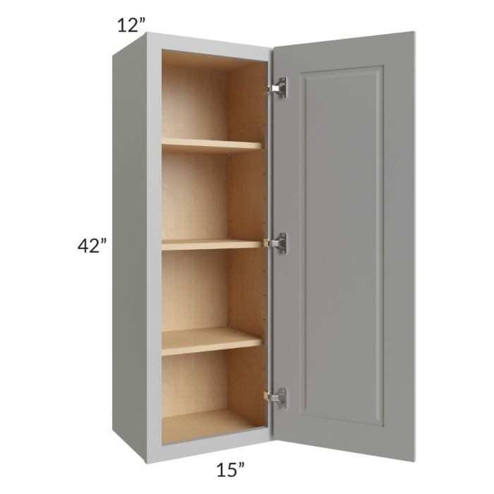 RTA Charlotte Grey 15" x 42" Wall Cabinet with Glass Door
