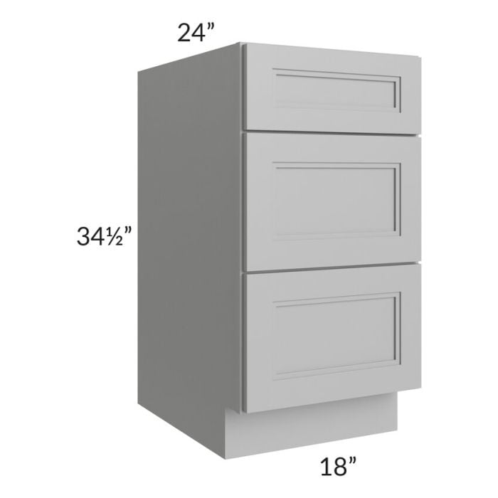 RTA Charlotte Grey 18" 3-Drawer Base Cabinet with 1 Decorative End Panel
