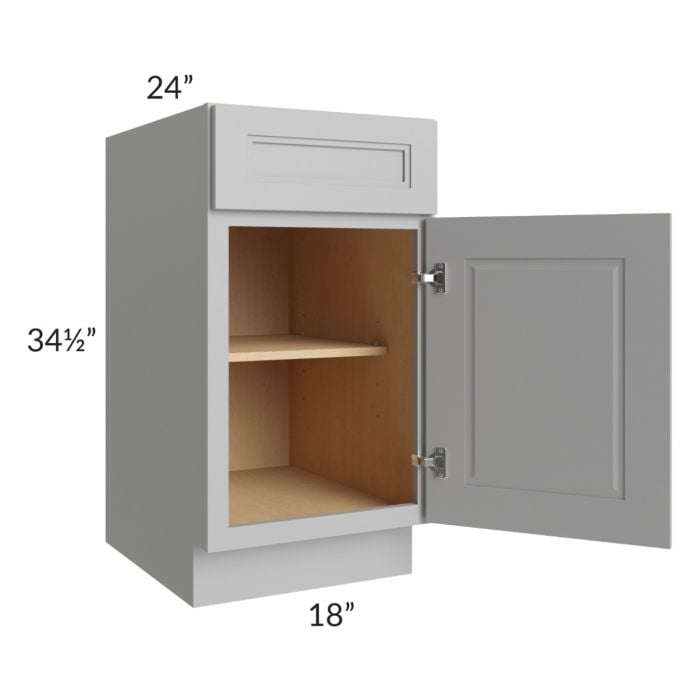 RTA Charlotte Grey 18" Base Cabinet with 1 Decorative End Panel and 1 Roll Out Tray
