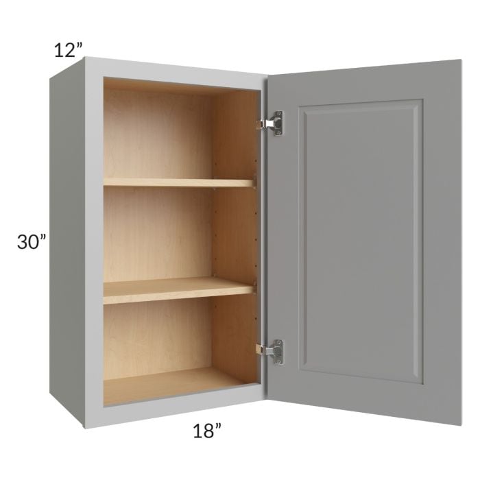 RTA Charlotte Grey 18" x 30" Wall Cabinet with 1 Decorative End Panel