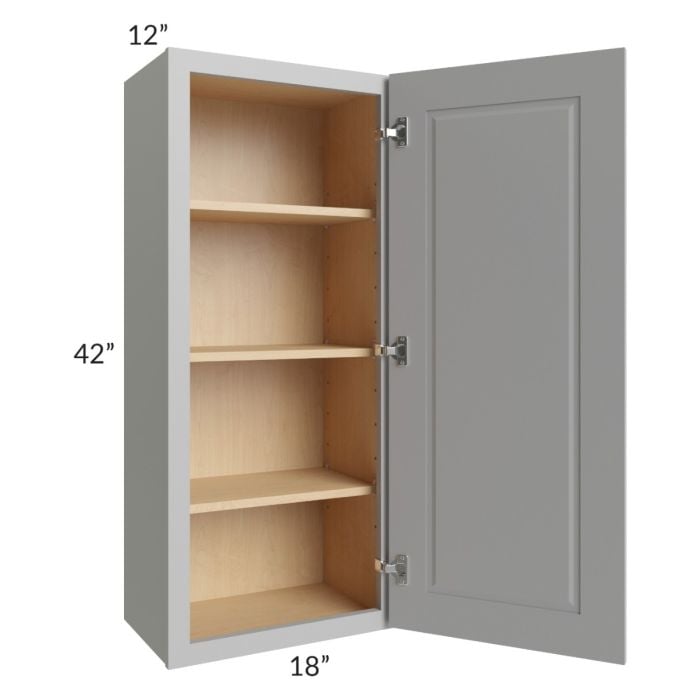 RTA Charlotte Grey 18" x 42" Wall Cabinet with 1 Decorative End Panel and Glass Door