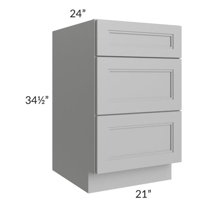 RTA Charlotte Grey 21" 3-Drawer Base Cabinet with 2 Decorative End Panels