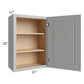 RTA Charlotte Grey 21" x 30" Wall Cabinet with 1 Decorative End Panel and Glass Door