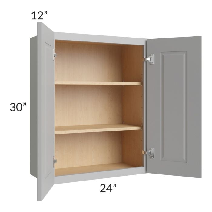 RTA Charlotte Grey 24" x 30" Wall Cabinet with 1 Decorative End Panel