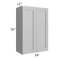 RTA Charlotte Grey 24" x 36" Wall Cabinet with 1 Decorative End Panel and Glass Door