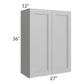 RTA Charlotte Grey 27" x 36" Wall Cabinet with 1 Decorative End Panel and Glass Door